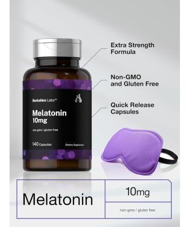 Horb ach Berkshire Labs Melatonin 10mg | 140 Quick Release Capsules | Extra Strength Formula | Non-GMO Gluten Free Supplement - Buy Online on GoSupps.com