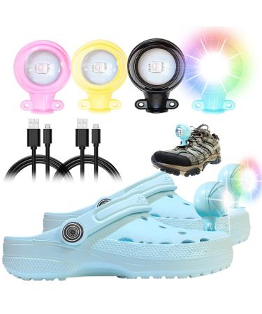 Cooo Croc Lights RGB Color LED Rechargeable Floodlights Superbright 2Pcs Shoe Headlights for Croc Charms High Lumen All-Scene-U,Camping Accessories,Dog Walking Light, Hiking,Night Trail Running Blue