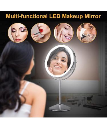 KEDSUM Rechargeable 1X/10X Lighted Magnifying Makeup Mirror | Double Sided & Dimmable LED | Touch Screen Vanity Mirror | Cordless Cosmetic Mirror 10x - Silver - Buy Online on GoSupps.com