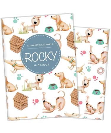 Wilhelm Fell case for the EU pet ID card for animals I personalized with names or date of birth i personal gift idea for pet owners I protective cover for the pet ID card (rocky) EU petrol card personalized rocky
