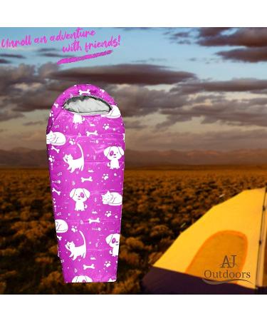 ANJ Outdoors Youth and Kids 32F - 59F Sleeping Bag - Pink Mummy Style Lightweight Bag for Boys and Girls | Indoor/Outdoor Sleeping Bag for Kids up to 4'3 - Buy Online on GoSupps.com