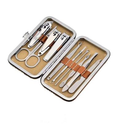 OPKDE 10 in 1 Stainless Steel Tweezer Nail Art Clipper Scissors Tweezer Knife Manicure Nail Art Cutter Pedicure Manicure Tools 1 Set