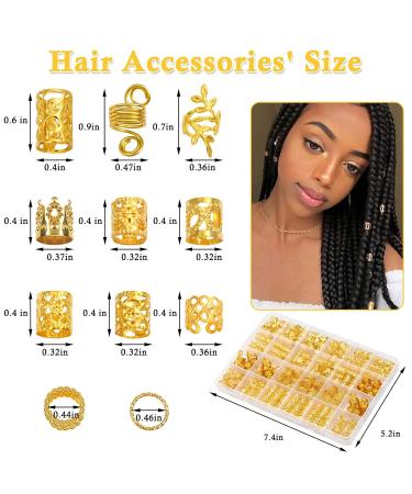 Lucomb 220-Piece Gold Hair Jewelry Set for Braids & Dreadlocks - Metal Cuff Clips Rings & Accessories for Women - Buy Online on GoSupps.com
