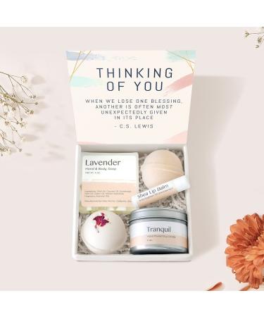 Dear Ava Spa Gifts for Women - Organic Self Care luxury Anti Stress Relaxing Bath and Body Kit Set Basket Box for Her with Heartfelt Card - Thinking of You Motivational Gift for Girls