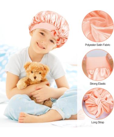 Arqumi Silk Satin Bonnet for Kids 2Pcs - Soft Baby Sleeping Cap - Adjustable Night Cap for Toddler Child Teens - Nude & Purple - Buy Online on GoSupps.com
