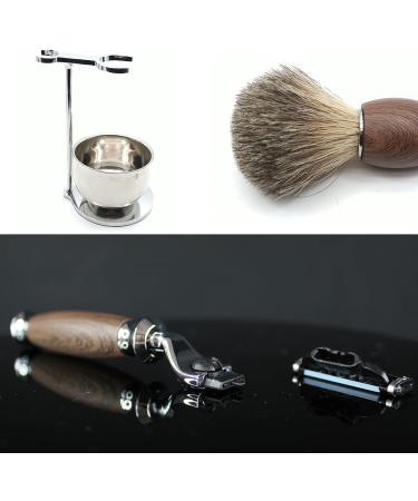 Vintage Shaving Set for Men | Complete Old Style Razor Brush & Stainless Steel Holder - Buy Online on GoSupps.com