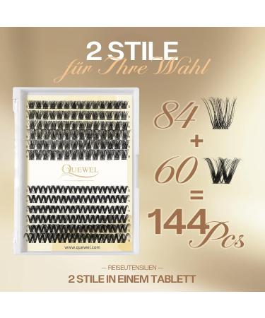 Quewel Individual Cluster Lashes - D Curl Mix 12-18mm | Soft DIY Eyelash Extensions - 144 Segments | International Shipping - Buy Online on GoSupps.com