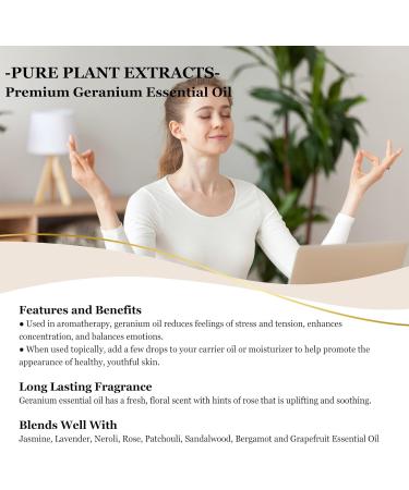 EUQEE Geranium Essential Oil 118ml - Pure Natural Diffuser Oil for Aromatherapy at Home - Buy Online on GoSupps.com