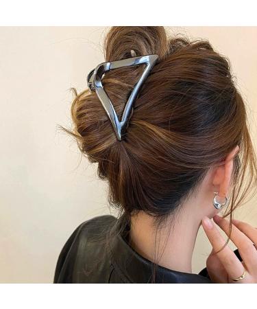 Elegant Gunmetal Triangle Metal Hair Clip for Women and Girls - Strong Hold for Daily Wear and Party - Fashionable and Versatile (Gunmetal) - Buy Online on GoSupps.com