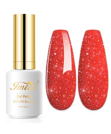 Imiti glitter gel nail polish 1 pcs 15 ml red glitter gel polish soac off led u v nail gel polish nail polish diy nail art starter manicure salon gel nail polish kit for women girls orange red glitter