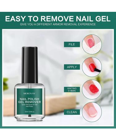 Morovan Gel Nail Polish Remover Kit - Non-Acetone Formula with Latex Tape | Professional Easy Soak-Off UV Gel Polish Remover - 15ml - Buy Online on GoSupps.com