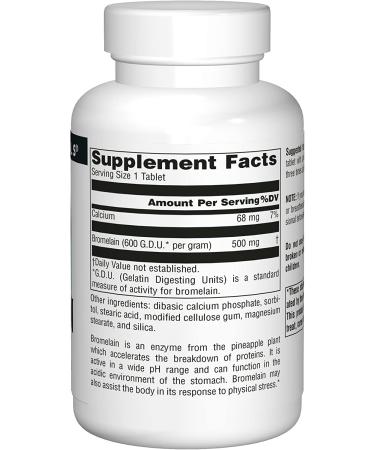 Buy Source Naturals Bromelain 600 GDUg - 500mg - 120 Tablets for Natural Digestive Support - Buy Online on GoSupps.com