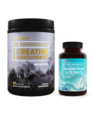 BioEmblem Magnesium Glycinate with Zinc and Creatine Monohydrate Powder