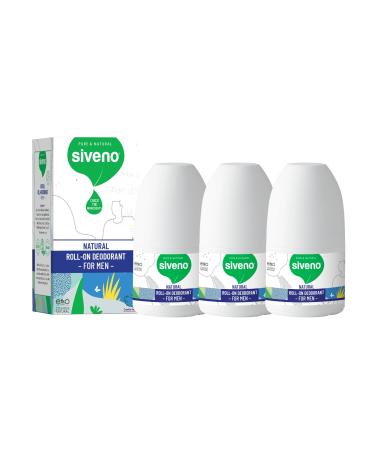 Siveno All Natural Deodorant Roll-On | Aluminum Free Deodorant for Men | Organic Vegan | Fresh Non Staining Non Irritating | Cruelty Free Non Toxic Paraben Free | Men Pack of 3 Men 1.76 Fl Oz (Pack of 3)