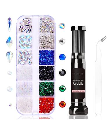 Makartt nail Strass glue kit 8ml gel nail band brush brush precision spring with mixed color diamond beads of sparkling rainbow rainbow rainbow crystal halloween decoration manicure diy 8ml nail rhinestone kit