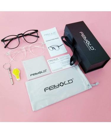 FEIYOLD Blue Light Blocking Glasses 2 Pack - Retro Round Anti Eyestrain Computer Gaming Glasses for Women/Men (Black+White) - Buy Online on GoSupps.com