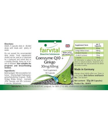 Fairvital | Co-enzyme Q10 plus Ginkgo VEGAN - Highly dosed - 90 Capsules - Buy Online on GoSupps.com
