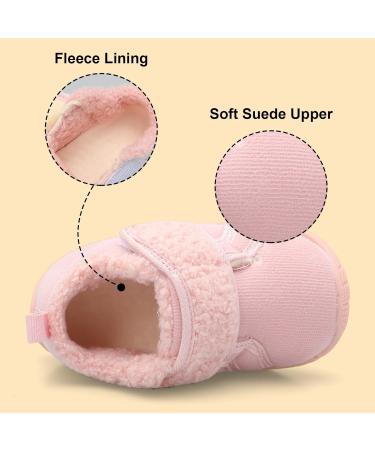 JOINFREE Baby Girl First Walking Shoes - Anti-Slip Plush Slipper Shoes for Cozy Toddlers - Pink (8.5/9 UK) - Buy Online on GoSupps.com