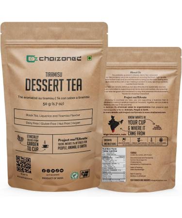 CHAIZONED Christmas Tiramisu Flavored Black Tea - High Caffeinated Holiday Tea - Premium Loose Leaf Tea Blend with Black Tea Liquorice and Tiramisu Flavour - Make Hot or Iced Tea & Brews Up to 25 Cups - 50g (1.7 oz) Tiramisu Black Tea - Buy Online on GoSupps.com