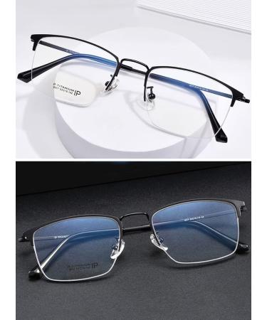 Lanomi Photochrome Reading Glasses - Lightweight Titanium Half-Frame Sunglasses with Blue Light Filter & UV400 Protection for Men & Women - Black 3.0 Dioptria - Buy Online on GoSupps.com