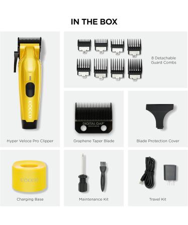 Cocco Hyper Veloce Pro Clipper - Graphene Taper Blade Cordless Hair Clippers with High-Torque Motor All-Metal Design & Charging Station - International Shipping Available - Buy Online on GoSupps.com