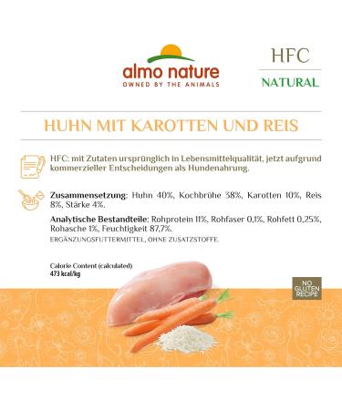 Almo Nature HFC Natural Wet Dog Food - Chicken with Carrots & Rice (12 Pack) - Premium Quality Pet Food - Buy Online on GoSupps.com