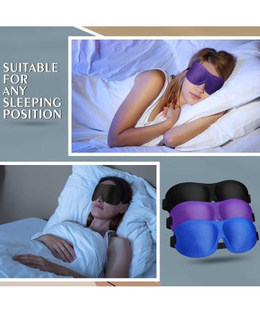 Bonuci 12 Pack Sleep Mask Blackout 3D Eye Mask - Ultralight Night Blindfold for Men Women | Adjustable Strap for Travel, Side and Back Sleepers - Purple Black Blue - Buy Online on GoSupps.com