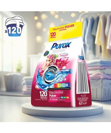 PUROX COLOR SENSUELLE FLEURS Washing Powder (120 Washes) for colored textiles 9.2 kg bag - Buy Online on GoSupps.com