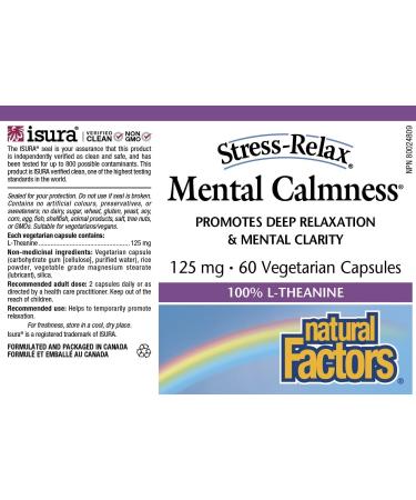 Natural Factors Stress-Relax Suntheanine L-Theanine 125 mg - 60 Vegetarian Capsules - Buy Online on GoSupps.com
