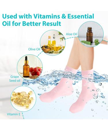 Silicone Moisturizing Socks Women Foot Spa Pedicure Silicone Socks Foot Mask Exfoliating Beach Protective Gel Socks Anti Slip Aloe Socks for Dry Cracked Feet Calluses Foot Care (Pink) - Buy Online on GoSupps.com