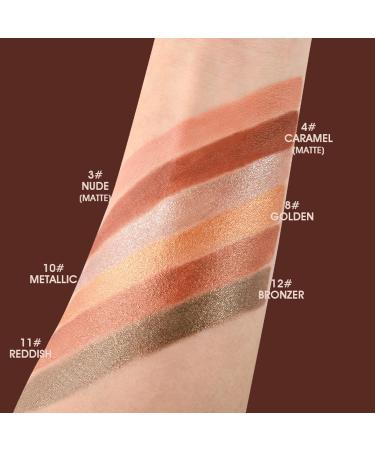 Neutral & Brown Metallic Eyeshadow Stick - Waterproof Champagne Matte & Glitter Makeup Pencil - Buy Online on GoSupps.com