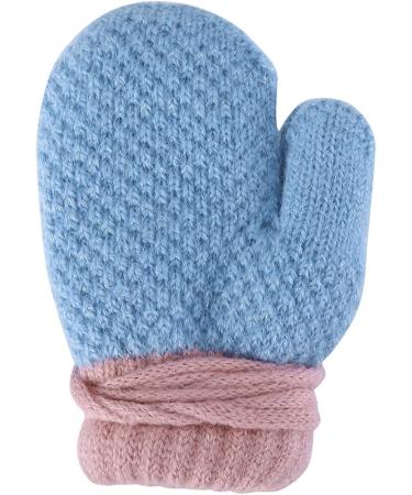 Kids Toddlers Winter Thermal Gloves Mittens - Blue | Ages 1-4 | Fleece Lined, Anti-Lost String - Buy Online on GoSupps.com