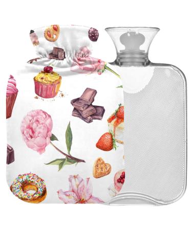 Naanle strawberry rose dessert heat bottle with reference transparent hot water bottle 1l heat bottle for bed handfeens Warmer pain relief heat and cold therapy