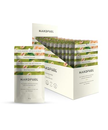 Handfuel Himalayan Salted Pistachios Hand Roasted Shelled Pistachios 9g of Protein Non-GMO Vegan Friendly Plant Based Flavoured Nuts Gluten Free - 40g Per Pouch (12 Count) 40g Snack Pack (12 Count)