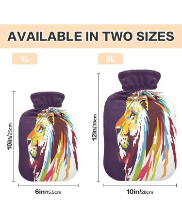 Hot Water Bottle with Cover - 1L Lion Design for Pain Relief | BPA-Free Hot & Cold Compress - Buy Online on GoSupps.com