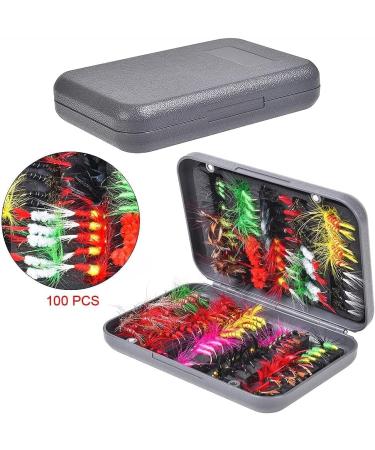 Ancllo Fly Fishing Kit - 100 Waterproof Dry & Wet Flies with Box for Trout Fishing - Buy Online on GoSupps.com