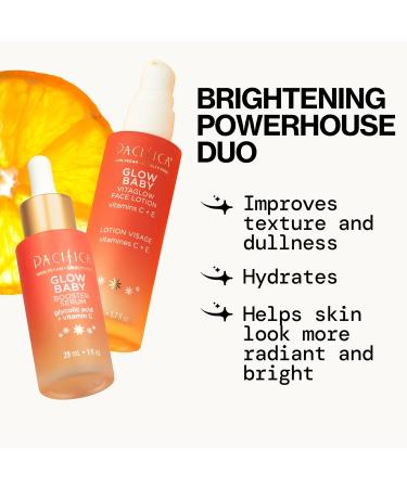 Pacifica Glow Baby Super Lit Booster Serum & VitaGlow Vitamin C Face Cream Brighten & Hydrate Skincare Bundle Daily Antioxidant Moisturizer Set for Radiant Even-Toned Skin - Buy Online on GoSupps.com