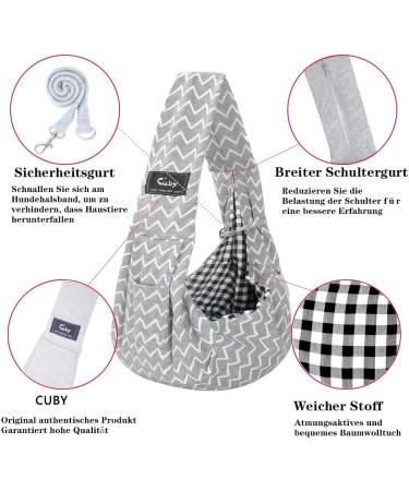 Cuby Dog & Cat Sling Carrier - Soft Cotton Pet Bag for Travel | Gray Stripes | 10x10x5 cm - Buy Online on GoSupps.com