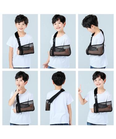 Kids Arm Sling Mesh Black Shoulder Immobilizer Brace for Children with Broken Shoulder, Elbow, Arm, Wrist Injury - Pediatric Toddler Girls Boys - Left/Right - Buy Online on GoSupps.com