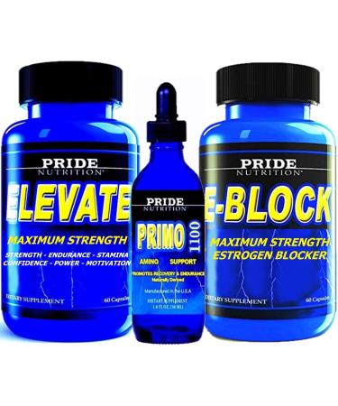 #1 Muscle Building Stack - Anabolic Strength & Recovery Support with Estrogen Blocker - 3 Bottles - Best Lean Muscle Mass Building Stack Level 1 (With Primo 1100)