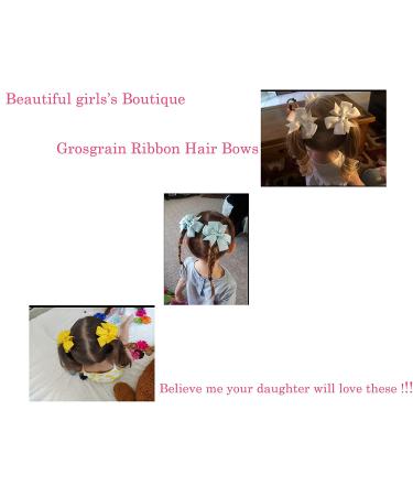 40 Pcs Baby Girls 3.5'' Grosgrain Ribbon Hair Bows Elastic Hair Ties - Solid Colors for Girls Toddlers Kids Teens - Buy Online on GoSupps.com
