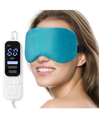 Heated Eye Mask, Warm Eye Compress Mask for Dry Eyes, USB Electric Eye Heating Pad with Temperature & Timer Control, Dry Eye Therapy Mask for Dry Eyes Blepharitis Sinus Migraine Stye MGD Puffiness Blue