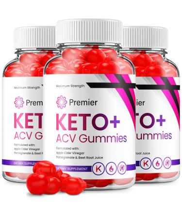 (3 Pack) Premier Keto ACV Gummies - Advanced Formula Premiere Keto Plus ACV Gummies Apple Cider Vinegar Premier ACV Dietary Supplement Reviews Men Women (180 Gummies)