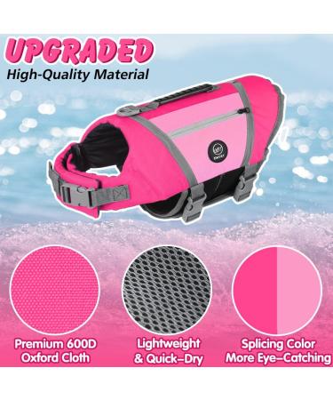 Emust Waterproof Dog Life Jacket for Boats - Comfortable Medium Vest with Rescue Handle D-Ring Leash Clip for Rafting Surfing & Canoeing - Pet Safety Gear in Pink - Buy Online on GoSupps.com