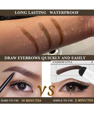 Waterproof Eyebrow Stamp Stencil Kit - Brow Shaping and Stamping 6-Piece Set in Medium Brown - Buy Online on GoSupps.com