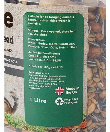Extra Select Squirrel & Chipmunk Feed In Bucket 1ltr Squirrel & Chipmunk Feed 1 l (Pack of 1) - Buy Online on GoSupps.com