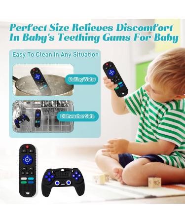 2-Pack Silicone Remote Control Game Pad Teether Toys for Baby 6-12 Months - Sensory Chew Toy for Toddler - Black - Buy Online on GoSupps.com