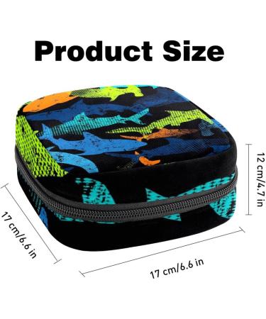 Colorful Underwater Sharks Menstruation Pad Bag with Zipper | Women's Napkin & Tampon Bag | Stylish Collective Bag for Girls - Buy Online on GoSupps.com
