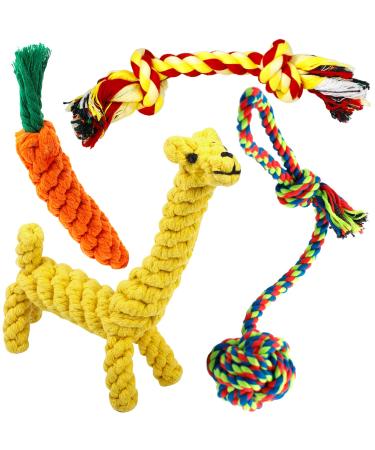 Dog Toys Rope Puppy Teething Chew Toy for Small Dogs Interactive Tug of War Dog Rope Toy for Boredom Dental Health and Relieve Stress (4 pack) - Buy Online on GoSupps.com