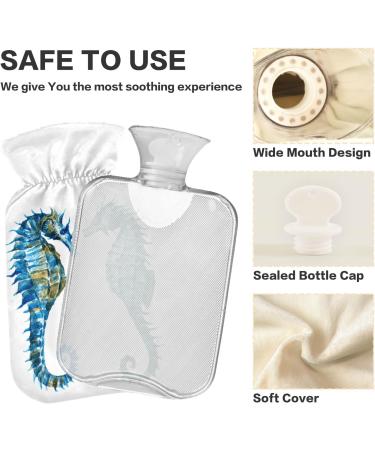 NAANLE Watercolor Heat Bottle with Seahorse Design - 2L Hot Water Bottle for Pain Relief & Warmth - Ideal for Bed Hands & Feet - International Shipping Available - Buy Online on GoSupps.com